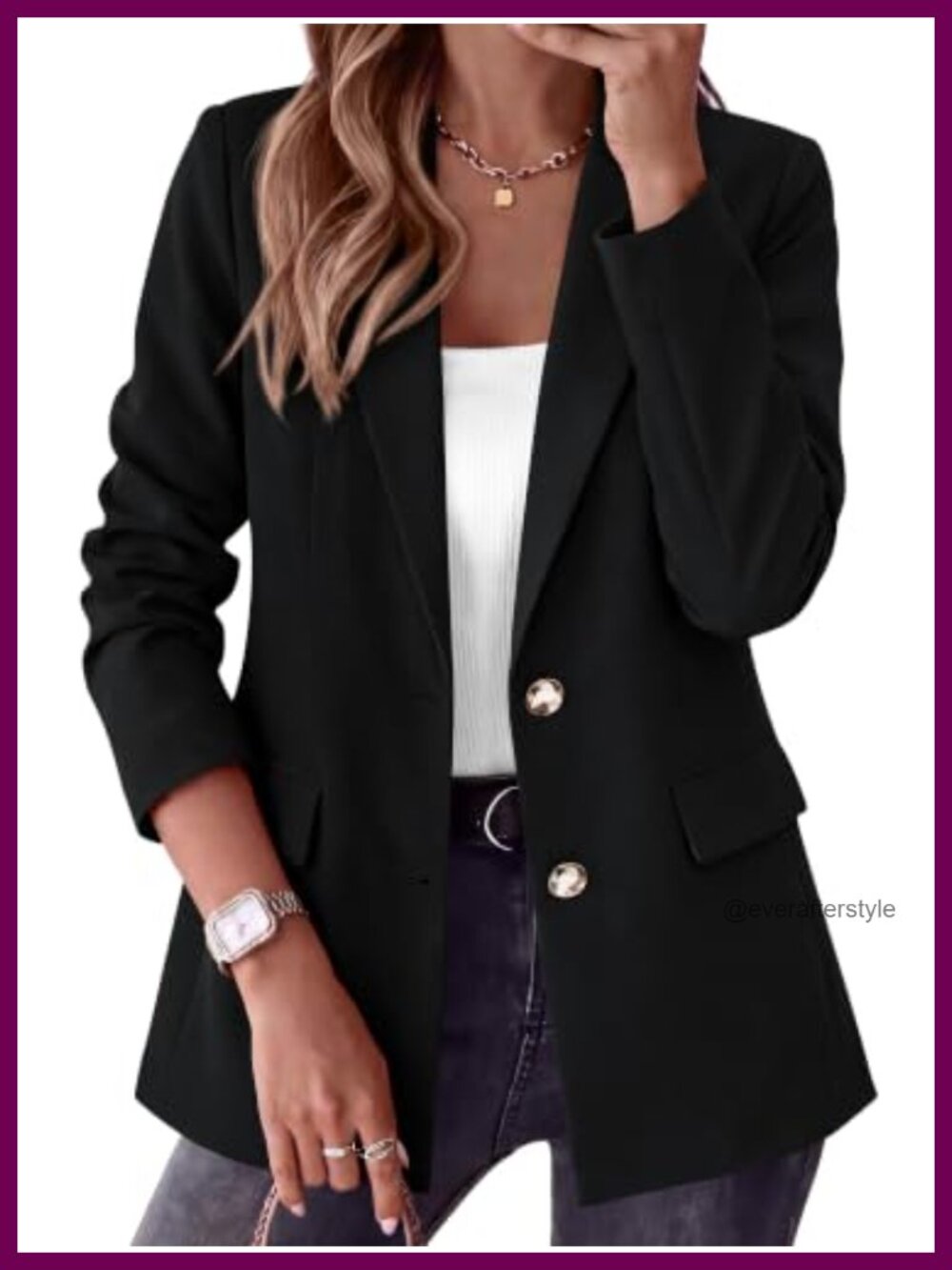 Women's Notch Lapel Open Front Blazer Long Sleeve Business Casual Work